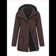 thumbnail image 1 of Chaquetas Softshell Impermeables para Mujer, Abrigos Cálidos con Forro y Capucha, Chaqueta Impermeable Larga. Color Café L, 1 of 8