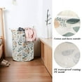 thumbnail image 3 of Fymlhomi Collapsible Laundry Basket, Laundry Hamper with Handles Waterproof Round Cotton Linen Laundry Hamper Printing Household Organizer Basket, 19.7x15.7 inches, Green, 3 of 5