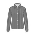 thumbnail image 4 of XFLWAM Womens Button Down Shirts Striped Long Sleeve V Neck Tops Wrinkle Free Collared Work Office Solid Blouses Casual Tops XXL, 4 of 4
