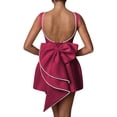 thumbnail image 1 of Vestido de cóctel Aosadin Formal para mujer, satén fucsia, línea A, 1 of 6