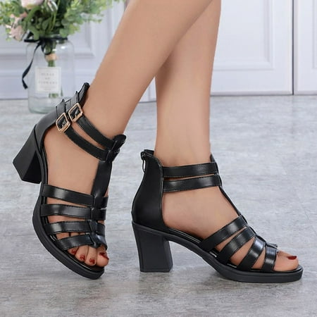 

Women s Ladies Fashion Casual Solid Open Toe Platforms Sandals Beach Shoes Black 6.19465