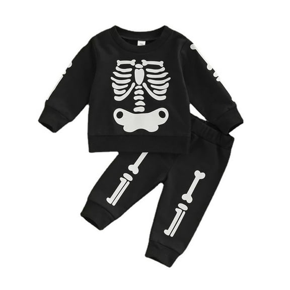 Mercatoo Toddler 2-Piece Sweatpants Set Halloween Skeleton Pullover Sweatshirts Joggers Pants Outfits Baby Boys Cotton Tops