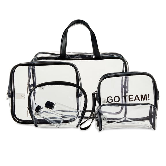 Walmart 7-Piece PVC Toiletry Travel Bag Set, Clear and Black