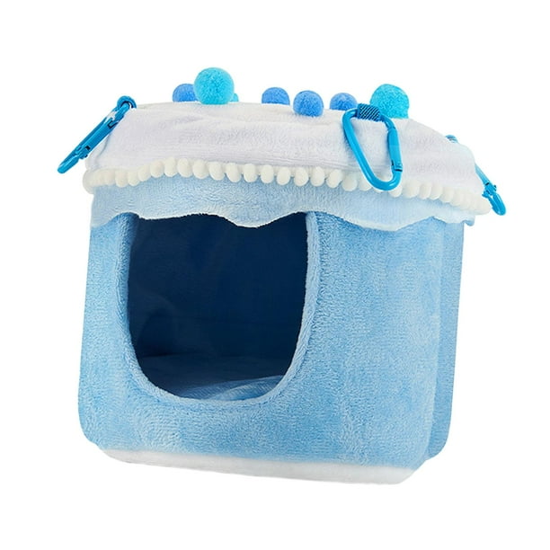 Nido cálido para loros, cama para acurrucarse, fácil de colgar, accesorios para jaula, forro polar suave Azul