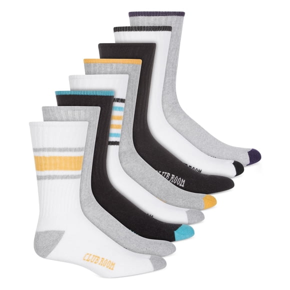Club Room Chaussettes Mi-Mollet Rayées pour Hommes, Lot de 8, Multicolore