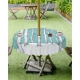 thumbnail image 4 of Fsddascl Aqua Tree Trunk Outdoor Tablecloth - 60 Inch Round Dining Table Cover, Farmhouse Forest Snow Watercolor Waterproof Outdoor Table Cloth with Umbrella Hole & Zipper for Picnic/Patio/Party, 4 of 7