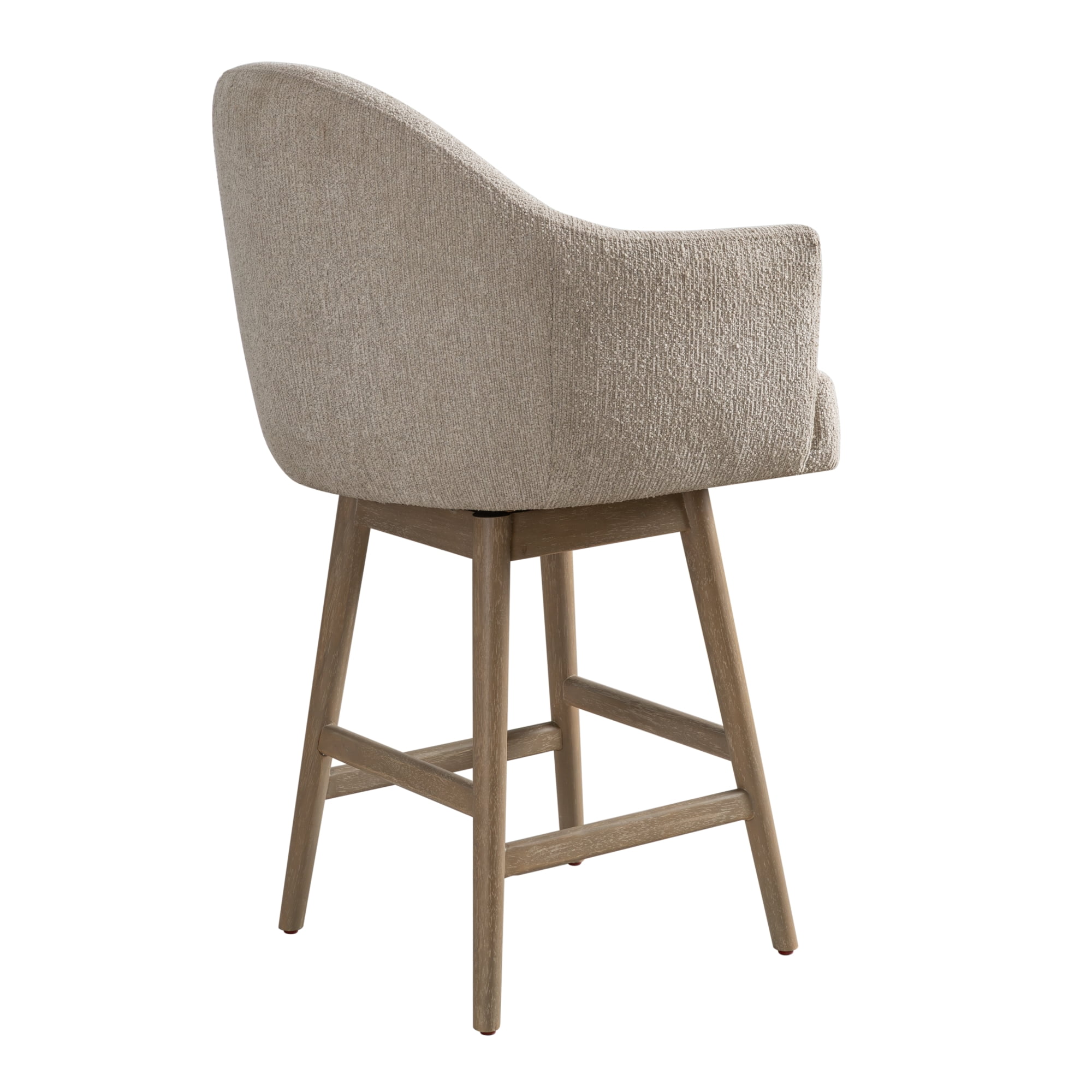 Jaxon Solid Wood Upholstered 26" Counter Height Swivel Barstool with Ancient Stone Fabric Seat - Set of 3