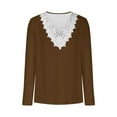 thumbnail image 4 of GigrtiJin Long Sleeve V Neck Tops for Womens Lace Trim Solid Color Pullover Shirts Casual Going out Trendy Blouses, 4 of 6