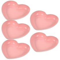 WHAMVOX Heart Shaped Reptile Water Dish for Hermit Crabs with Durable PP Wheat Straw Material Pink Compact Design for Kitchen Use 5 Pieces