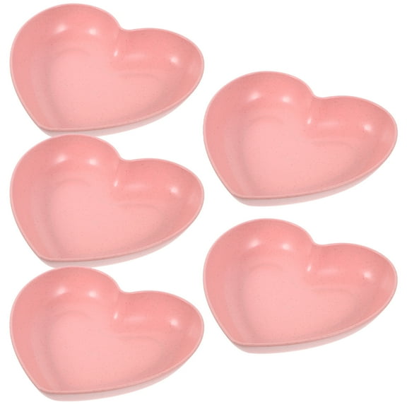 WHAMVOX Heart Shaped Reptile Water Dish for Hermit Crabs with Durable PP Wheat Straw Material Pink Compact Design for Kitchen Use 5 Pieces