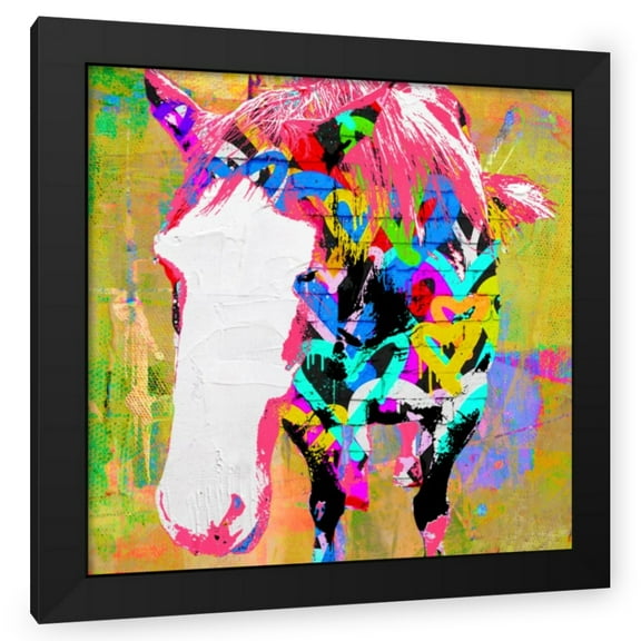 Stephen Chambers 20x20 Black Modern Wood Framed Wall Art Titled - Love Horse