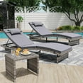 thumbnail image 1 of Danrelax Ensemble de 3 Chaises Longues Inclinables, Dossier Moderne Réglable et Table d'Appoint, Gris, 1 of 9
