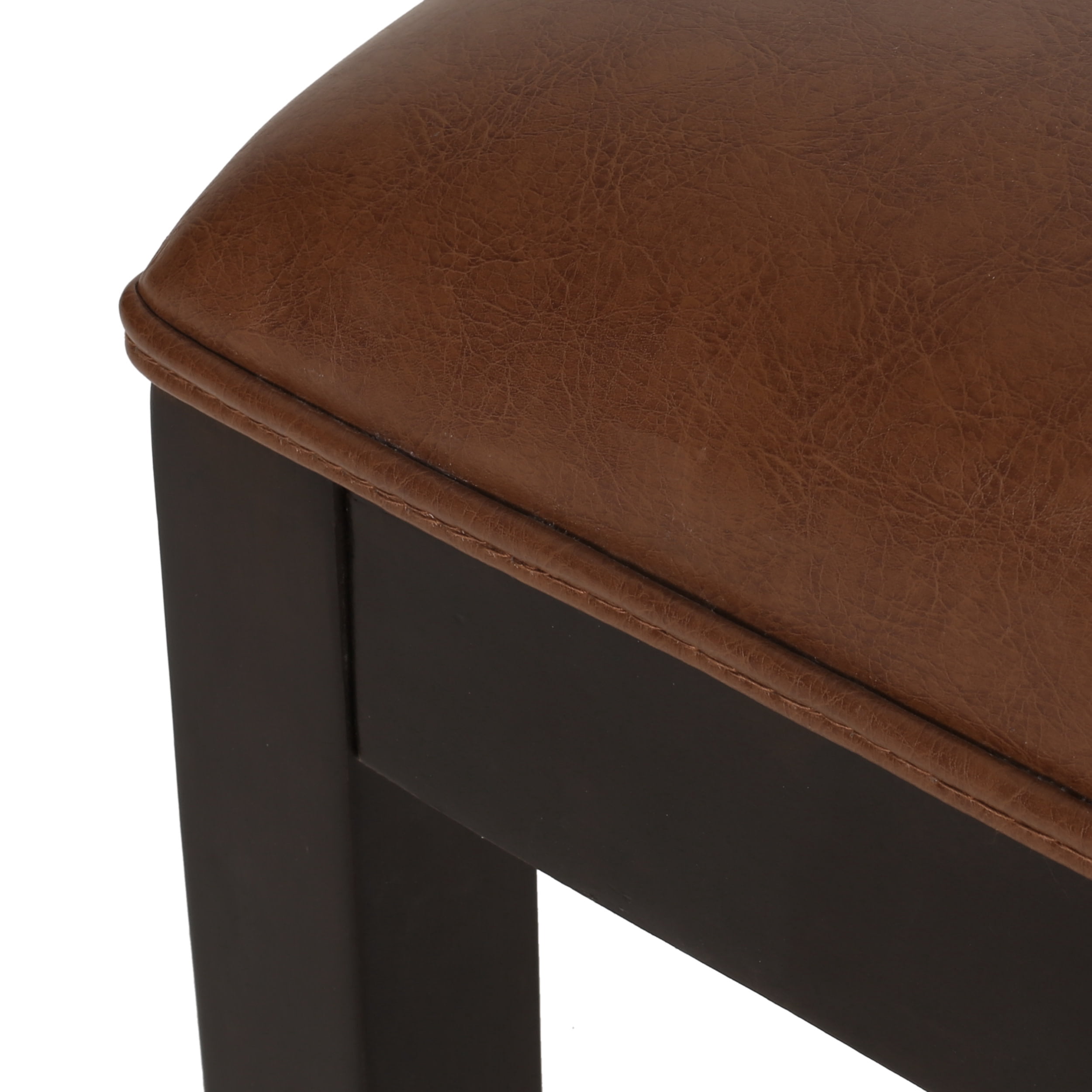 Noble House Newell Faux Leather Upholstered Birch Wood Dining Chairs, Set of 2, Cognac Brown and Walnut