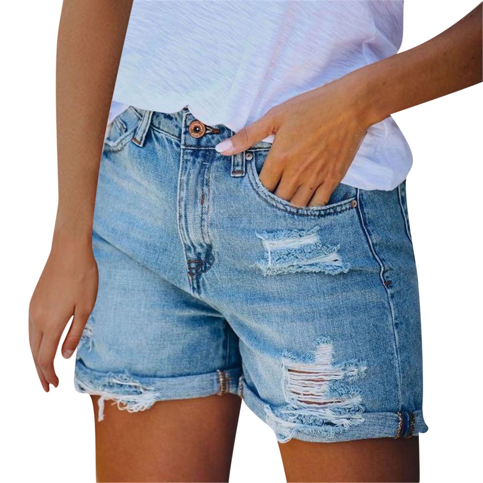 Summer Womens Casual Jeans Shorts Fashion Womens Pocket Jeans Denim ...