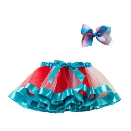 

Ecqkame Baby Girls Skirt Clearance Toddler Baby Girls Cute Rainbow Net Yarn Princess Pettiskirt Multi-color Skirt Bow Hairpin Set Red 9-11Years