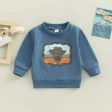 

Yubatuo Small And Medium Boys Cartoon Print Autumn Sweatshirt Blue 100