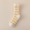 thumbnail image 3 of Womens Fuzzy Crew Socks Fluffy Striped Warm Cozy Winter Socks Soft Plush Thick Casual Lounge Socks (Yellow), 3 of 4