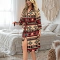 thumbnail image 5 of Yuyamidu Southwest Aztec Horse Robe for Women Sexy Long Sleeve Gowns Sleepwear Size 2XL Spa Robes Womens Pajamas Dress Lightweight V-Neck Bathrobe for Sleeping, 5 of 7