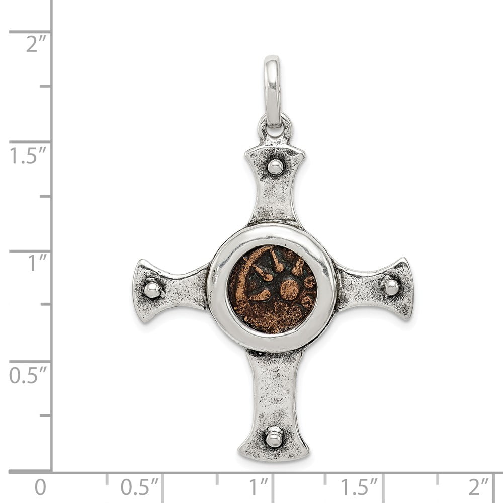 Sterling Silver & Bronze Antiqued Widows Mite Coin Pendant New Charm
