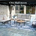 thumbnail image 3 of Sophia & William 6 Seat Patio Outdoor Furniture Set Half-Moon Sectional Sofa Metal Conversation Set & 2 Wood-like Coffee Tables, 3 of 13