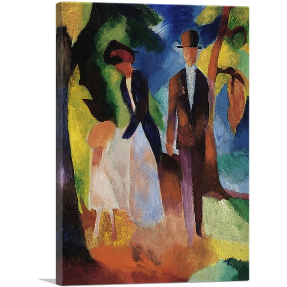 ARTCANVAS Leute am Blauen See - People at the Blue Lake 1913 Canvas Art Print by August Macke - Size: 12" x 8" (0.75" Deep)