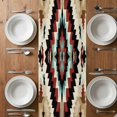 thumbnail image 5 of Boho Brown Teal Red Table Runner 70 Inches Long,Southwestern Geometric Art Vintage Cotton Linen Table Runners Dresser Scarves,Fabric Tabletop Scarf Furniture Cover for Home Dinner Party 13"x70", 5 of 9