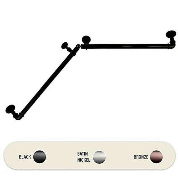 Astamoda 1 inch Blackout Corner Curtain 28-48 inch - Black