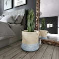 thumbnail image 2 of LR Home Woven Round Jute 19" Storage Basket with Handles, Blue/White Stripe, 2 of 8