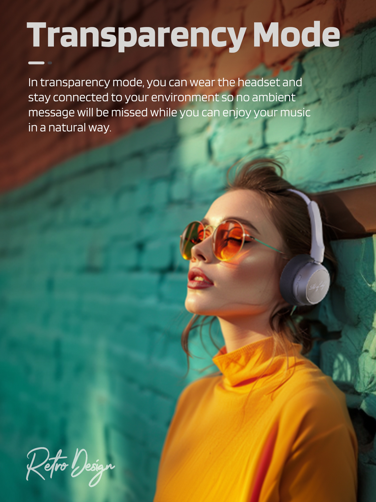 iKF R1 Wireless Retro Wireless Headphones Bluetooth 5.3 APP Custom Sound 60 Hours Playtime Game Mode Noise Isolation Built-in Microphone Throwback 80s 90s Design (Black)