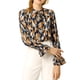 thumbnail image 1 of INSPIRAR CHIC Blusa Vintage de Manga Larga con Volantes y Cuello en V Floral para Mujeres 3XL Azul Naranja, 1 of 7