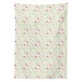 thumbnail image 2 of Floral Tablecloth, Graphic Ornament with Curvy Stems Blooming Petals and Butterflies, Rectangle Satin Table Cover Accent for Dining Room and Kitchen, 60" X 90", Apple Green White, by Ambesonne, 2 of 2