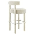 thumbnail image 5 of Bar Stool Chair Barstool, Set of 2, Ivory White, Fabric, Pub Cafe Bistro Dining Kitchen Hospitality Restaurant, Modern Contemporary HB36141, 5 of 11