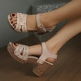 thumbnail image 6 of Hoshose Women High Heel Sandals Dress Sandals Wide Width Wedge Open Toe, 6 of 8