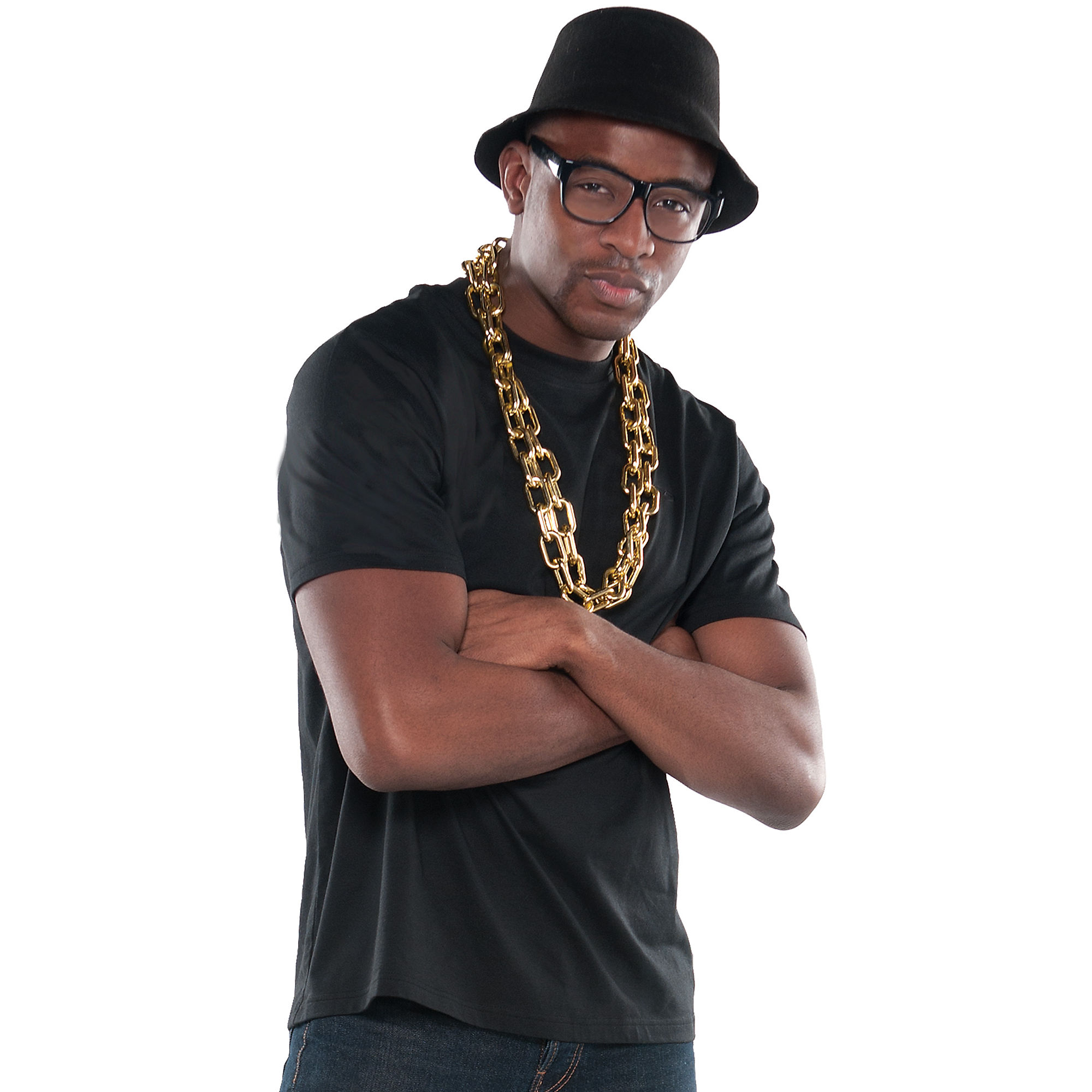 Old School Rapper Accessory Kit for Adults, Includes Hat, Glasses, and Necklace