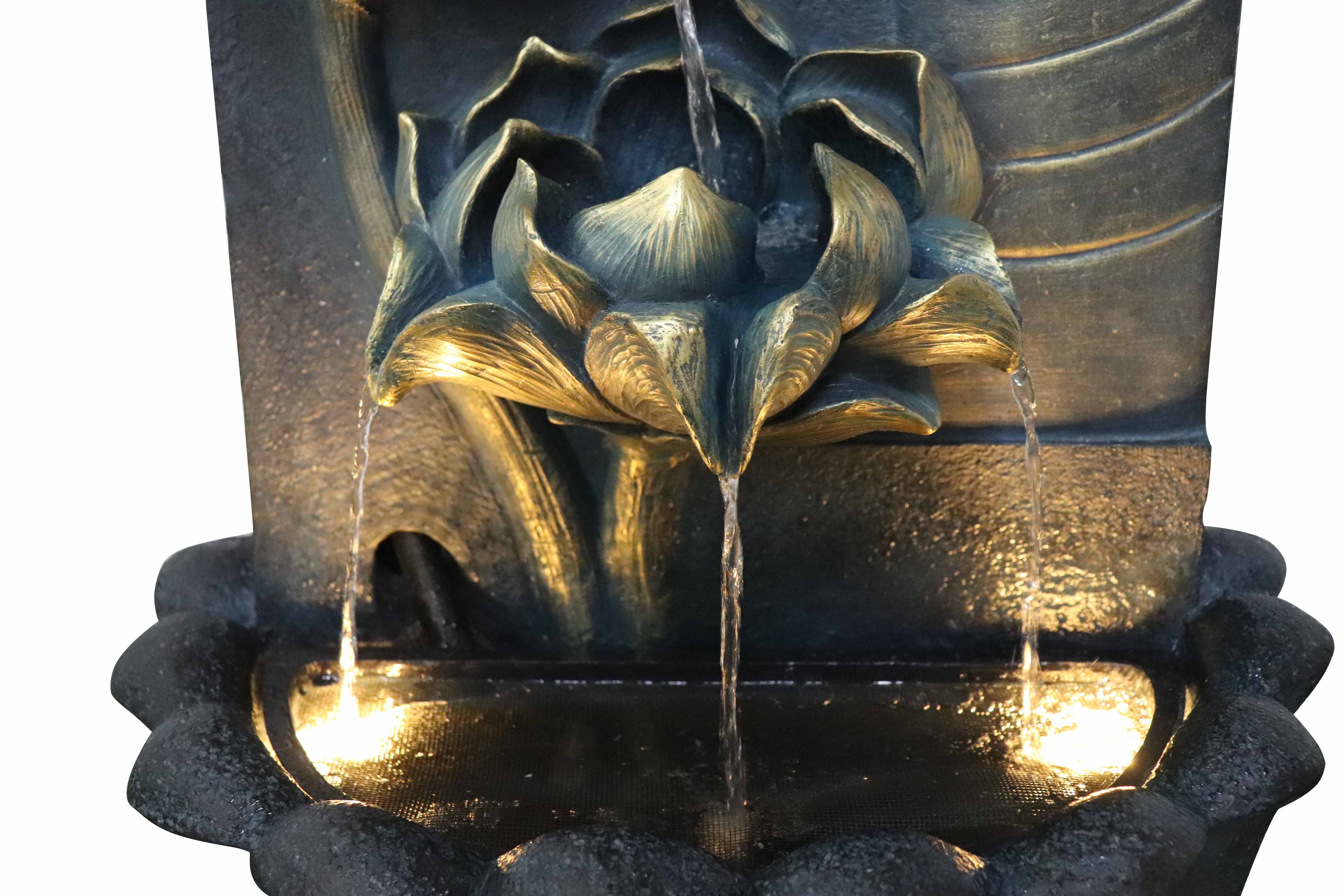 Outdoor Cascading Lotus Buddha Face Zen Water Fountain Buddha statue wall fountains. 32.3 Inch Tall