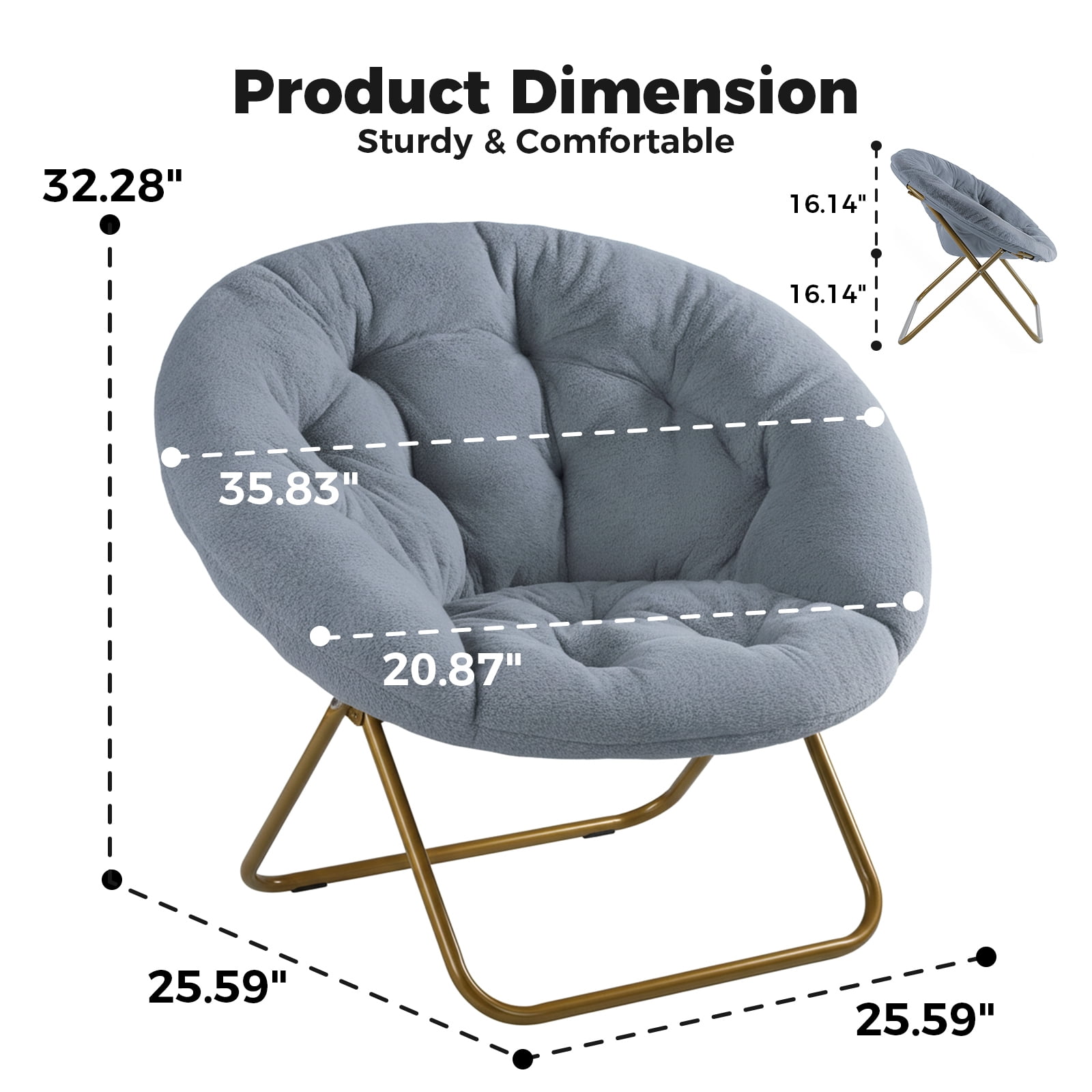 Alvantor Faux Fur Saucer Chair, Comfortable Disc Chair, Ideal for Living Room & Bedroom, in Gray, White, Pink