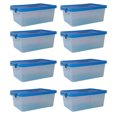 thumbnail image 1 of 8Cajas de Plastico 18 litros Tapa Azul Peyo Transparente Multiusos, 1 of 4