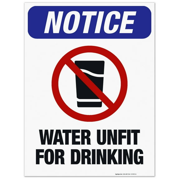 Danger Reclaimed Waste Water Unfit For Drinking or Body Contact Sign, OSHA Danger Sign, 18x24 Corrugated Plastic