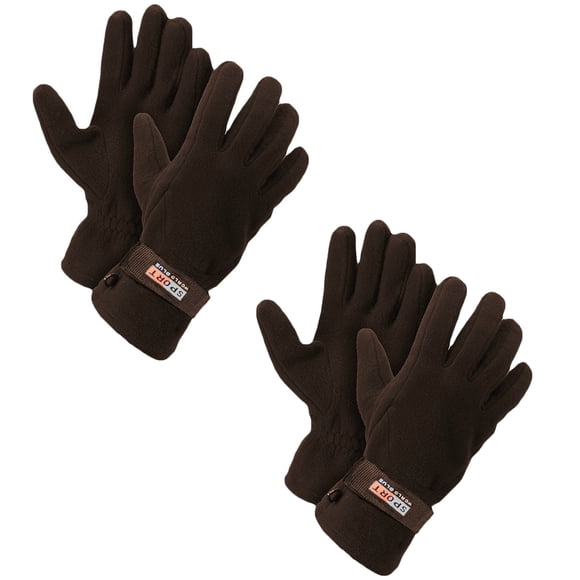 Guantes de Invierno Cálidos Ajustables Forrados de Lana Unisex (Marrón 2 Pares)