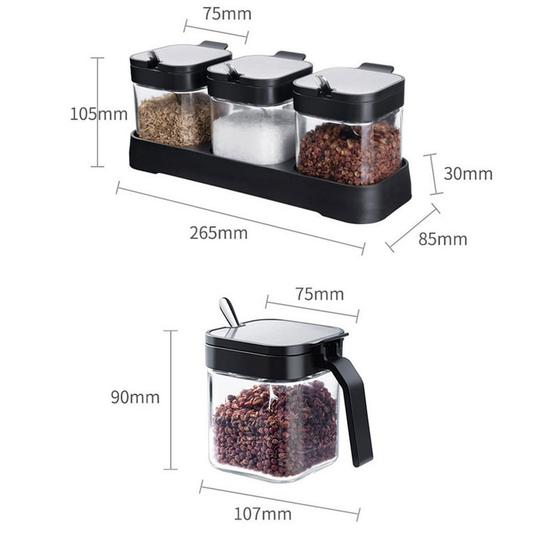 Tuelaly Spice Jar with Lid Clear Detachable Reusable Refillable
