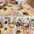 thumbnail image 5 of Spring Bees Daisy Area Rugs 4'x6', Washable Small Throw Rugs for Office Bathroom, Rustic Tulips Dots Yellow Striped Burlap Indoor Outdoor Rug Non-Slip Low Pile Carpet Runner Reversible Floor Mats, 5 of 8