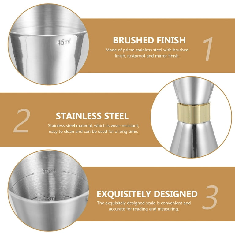 Zhehao 4 Pcs Stainless Steel Measuring Cup Cocktail Drinking Measuring  Jigger 2.5 oz Cocktail Stepped Graduated Jigger for Bartender Bar