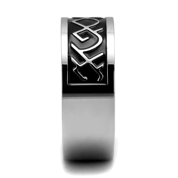 TK2921 - High polished (no plating) Stainless Steel Ring with Epoxy in Jet