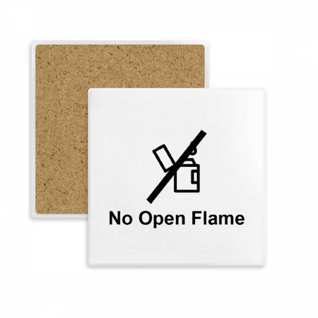 

No Open Flame Black Symbol Pattern Square Coaster Cup Mat Mug Subplate Holder Insulation Stone