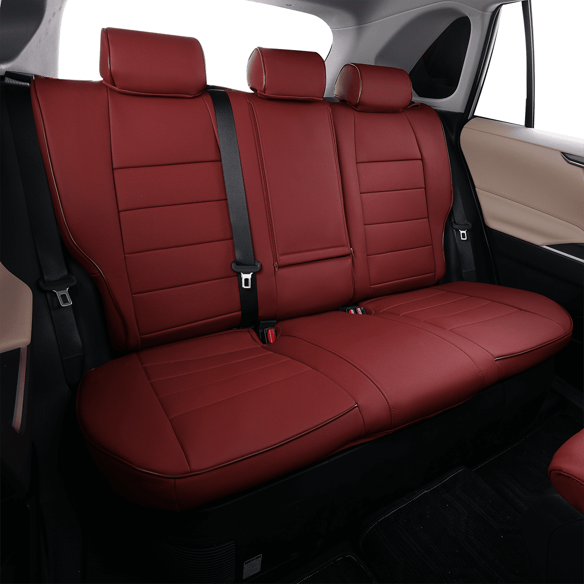 EKR Custom Fit Leather Car Seat Covers for Hyundai KONA 2018 2024 Full Set Auto Seat Cushions Burgundy Walmart