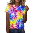 thumbnail image 2 of Uootdi Women's Tees Crew Neck Short Sleeve Tie Dye Print Tops Casual Loose Fit T Shirts Gift, 2 of 6