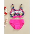 thumbnail image 3 of Girl´s Two Pieces Swimwear Suit, Letter Floral Print Front Twist Knot Vest Tops with Underpants, 3 of 10