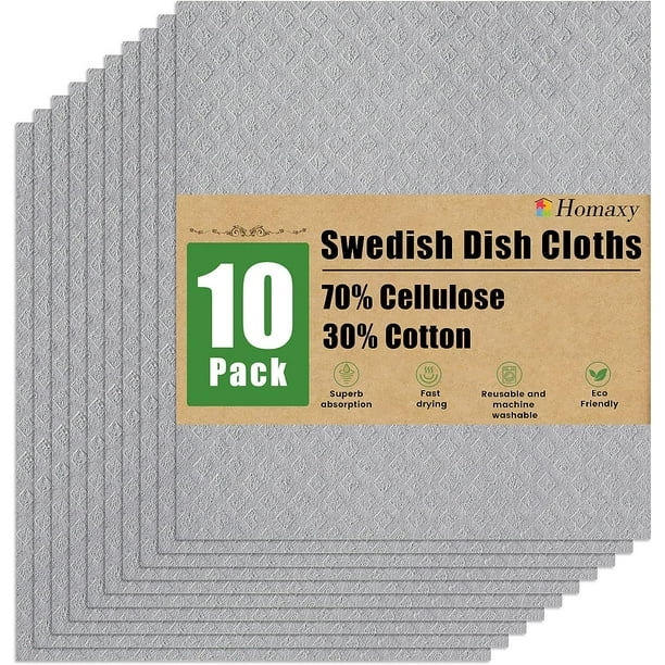 Swedish Dishcloths for Kitchen, 10 Pack Reusable and EcoFriendly