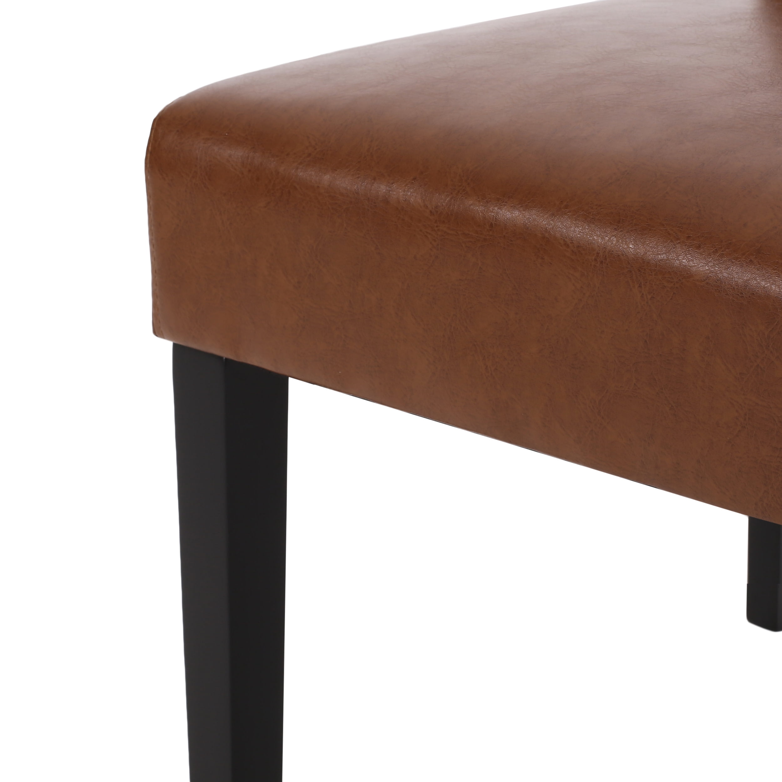 Noble House Cullon Contemporary Faux Leather Dining Chairs, Set of 4, Cognac Brown