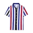 thumbnail image 1 of INSPIRE CHIC Camisa de verano con estampado de rayas arcoíris para hombre, camisas de manga corta con botones Blanco Azul Negro S, 1 of 6